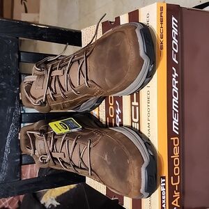 Skechers Men's Brown Boots with Gray Sole